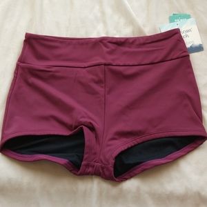 American beach by Maurices maroon high waist boyshort swim bottoms NWT size S